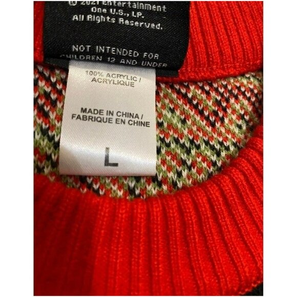 Death Row Records Long Beach 213 Acrylic Christmas Sweater L Black/Red/Green - Picture 3 of 6